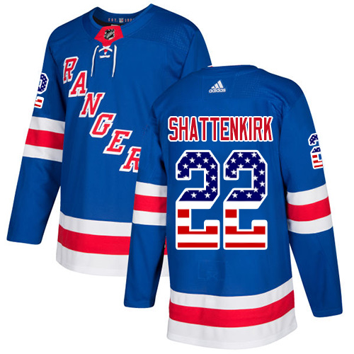 Adidas Rangers #22 Kevin Shattenkirk Royal Blue Home Authentic USA Flag Stitched NHL Jersey - Click Image to Close